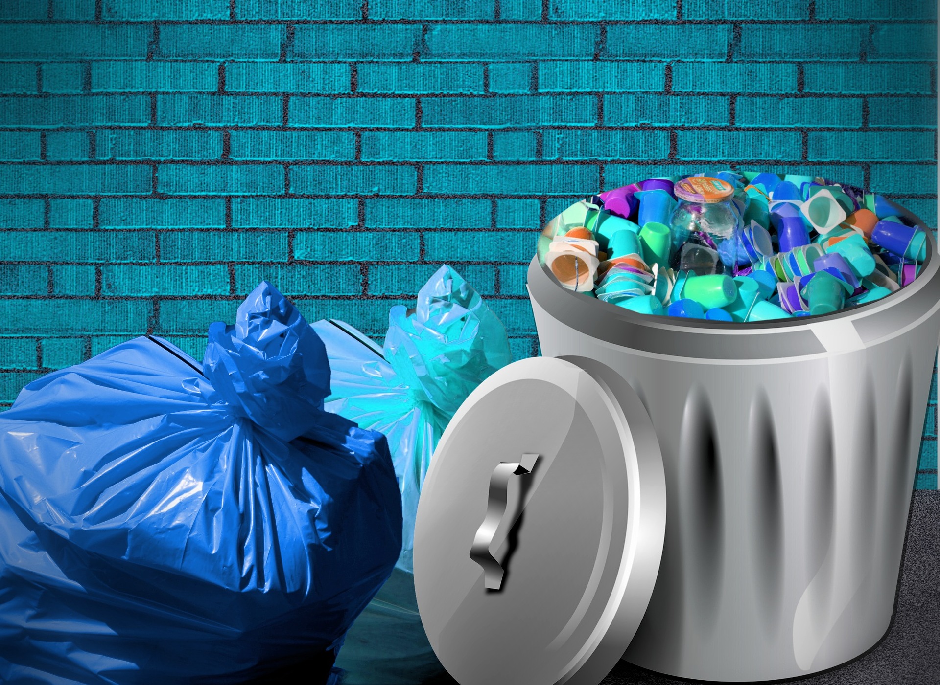 Niebieski worek na śmieci