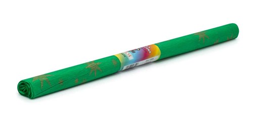 Bibuła Marszczona 50x200cm Złote Gwiazdy Zielona