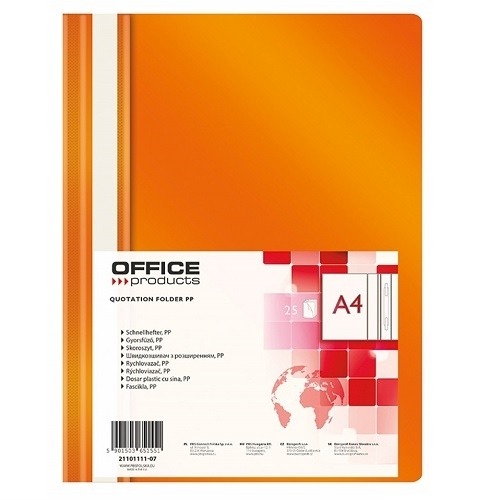 Skoroszyt A4 PP Office Products Pomarańcz 25szt.