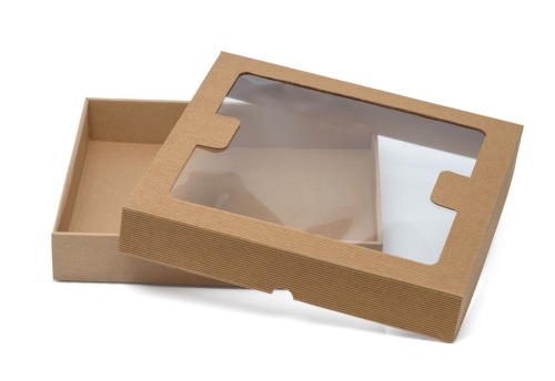 Pudełko karbowane z oknem 290x300x50mm wieczkowe
