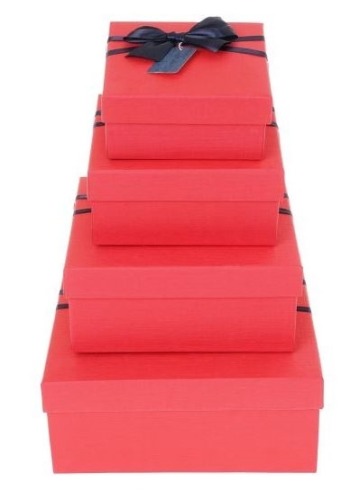 Zestaw pudełek-kwadrat kokarda Czerwone (4 szt.)
