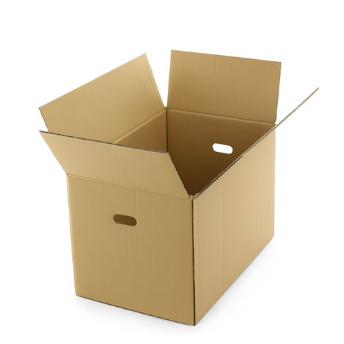 Pudło przeprowadzkowe C500 600x400x400 mm – brązowe z uchwytami