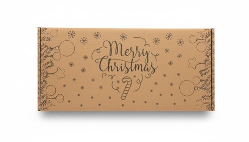 Kraftowy karton fasonowy z nadrukiem Merry Christmas, solidne pudełko na prezenty.