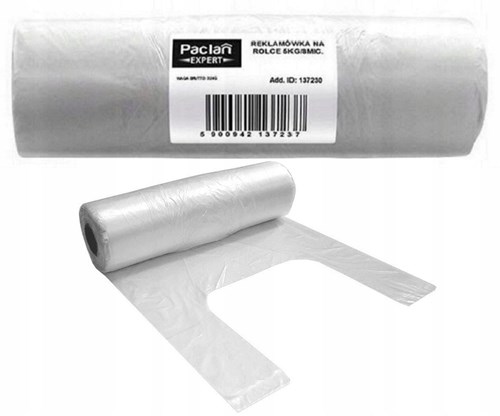  Paclan reklamówki foliowe HDPE – rolka 140 sztuk, przezroczyste, do 5 kg