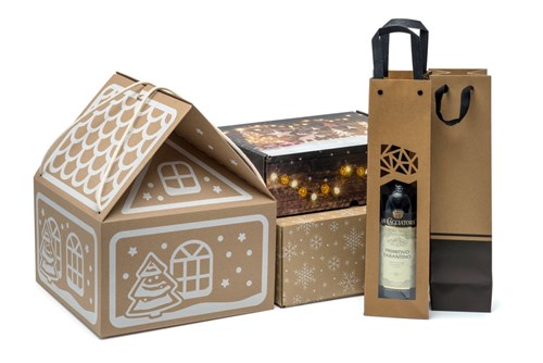 Torba ozdobna na butelkę, Z OKNEM, 95x91x385mm Ecru-Noir