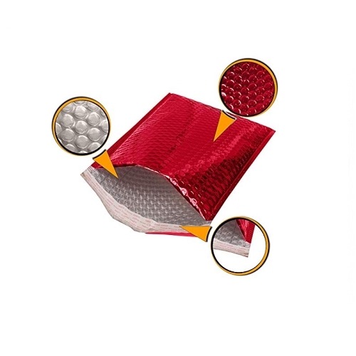 Koperty bąbelkowe metaliczne czerwone D14 100szt