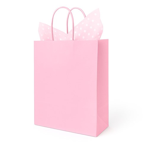 Torebka papierowa light pink 230x120x300 mm z papierowym uchwytem – kobieca i subtelna