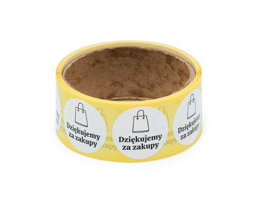 Naklejki okrągłe Białe Fi35mm Dziękujemy za zakupy