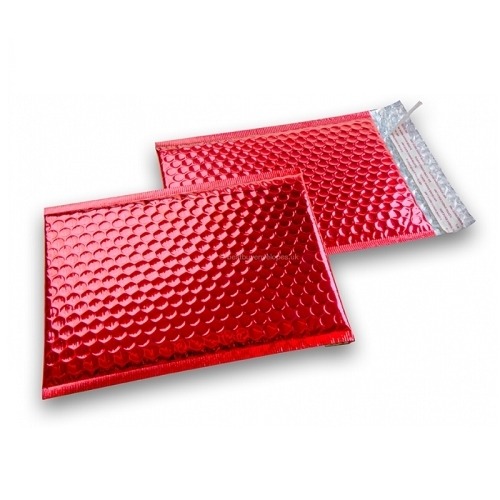 Koperty bąbelkowe metaliczne H18 czerwone 100szt