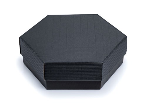 Pudełko karbowane czarne sześciokątne heksagon 240x240x90mm