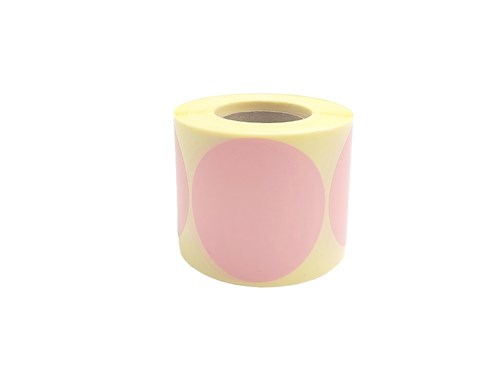 Naklejki okrągłe duże, średnica 60mm na rolce 500szt. Różowe