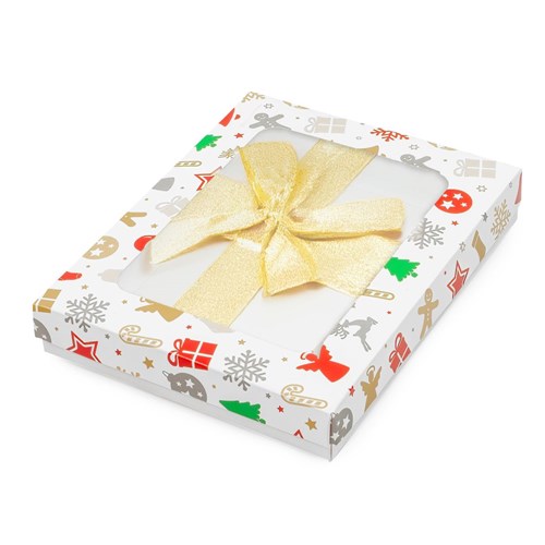 Pudełko ozdobne z oknem świąteczne prezenty 220x150x20mm