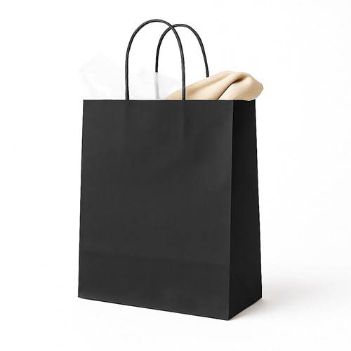 Torebka papierowa czarna 350x140x440 mm z papierowym uchwytem – trwała i stylowa