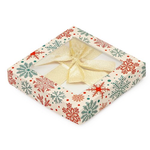 Pudełko świąteczne z oknem śnieżka 105x105x20mm