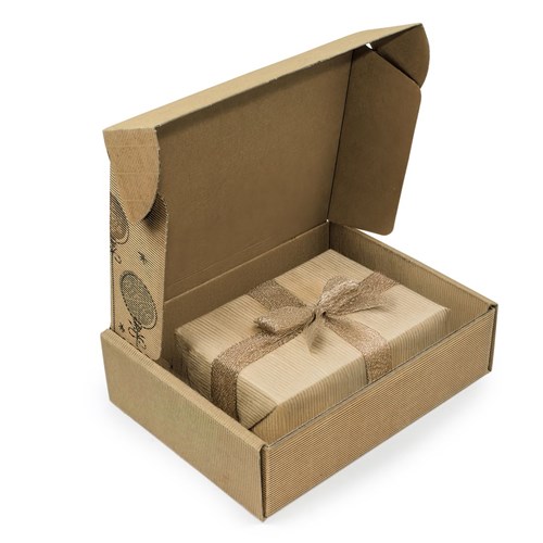 Pudełko świąteczne karb. 250x200x70mm Bombki F427