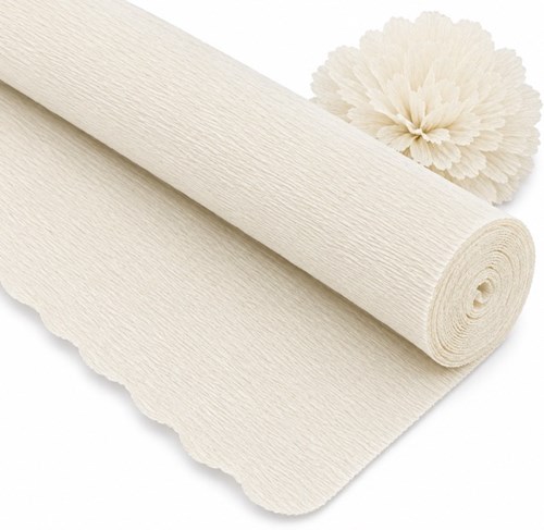 Biała krepina włoska 180g 50x250cm, gruba bibuła dekoracyjna do papierowych kwiatów