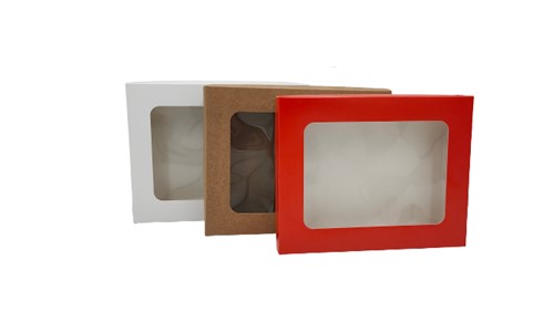 Pudełko ozdobne białe 195x155x30mm z oknem