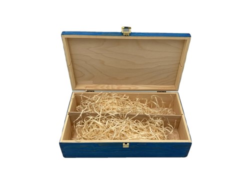 Drewniane pudełko na wino K-982 EX Niebieskie