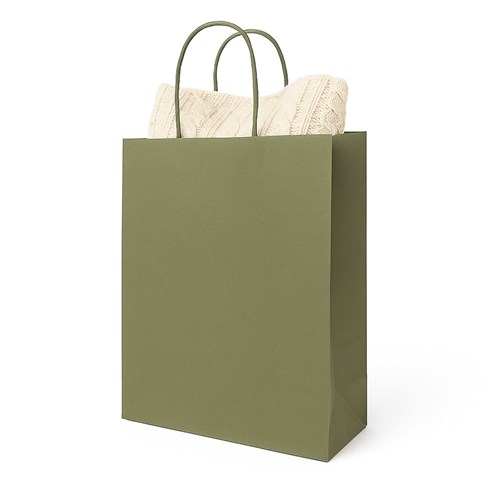 Torebka papierowa khaki 230x120x300 mm z papierowym uchwytem – naturalna i neutralna
