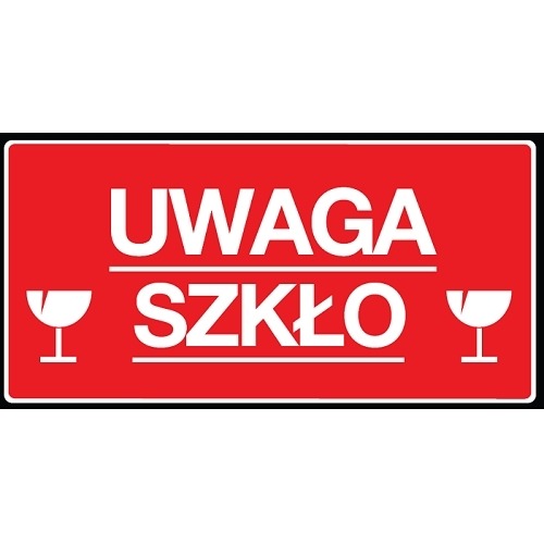 Etykiety UWAGA SZKŁO - 2 kieliszki -  100szt