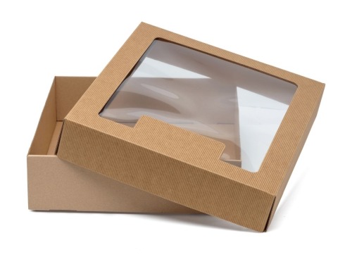 Pudełko karbowane z oknem 350x300x90mm wieczkowe