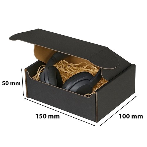 Czarne pudełko fasonowe 150x100x50 mm – eleganckie opakowanie prezentowe i wysyłkowe