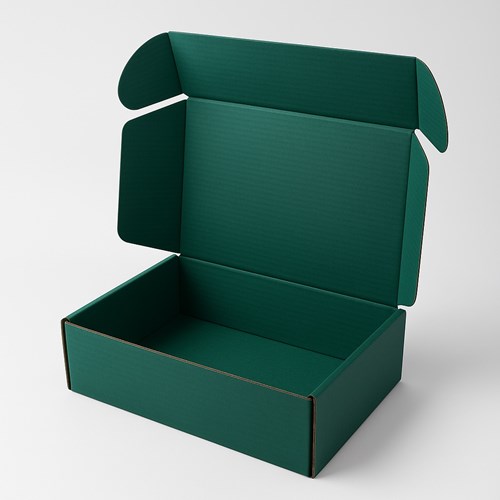 pudełko zielone, karton fasonowy, karton wykrojnikowy, F427 fala B, karton Pantone 3435C
