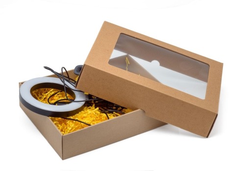 Pudełko karbowane z oknem 310x235x70mm wieczkowe