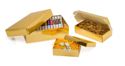 Pudełko Laminowane 140x100x47mm Złote A6