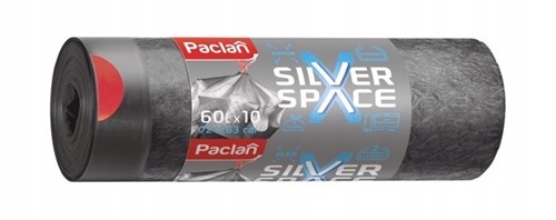 Ekologiczne worki na śmieci Silver Space 60 l – szare, z taśmą, 10 sztuk