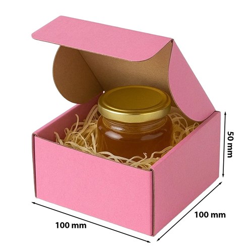 Różowy karton fasonowy 100x100x50 mm – pastelowe pudełko na biżuterię i prezenty