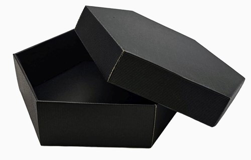 Pudełko karbowane czarne sześciokątne heksagon 240x240x90mm