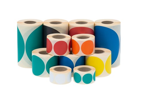 Naklejki okrągłe Fi 35mm 500szt Czerwone