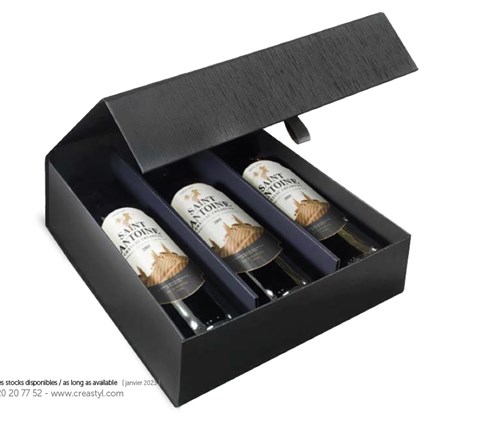 Pudełko czarne na 3 butelki 340x290x95mm (zewn.) MAGNES