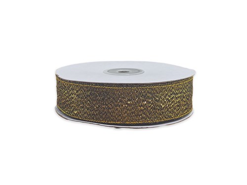 Wstążka brokatowa 25mm/32m ciemnozłota WB7004