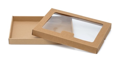 Pudełko karbowane z oknem 290x220x30mm wieczkowe