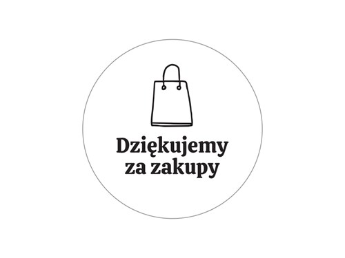 Naklejki okrągłe Białe Fi35mm Dziękujemy za zakupy