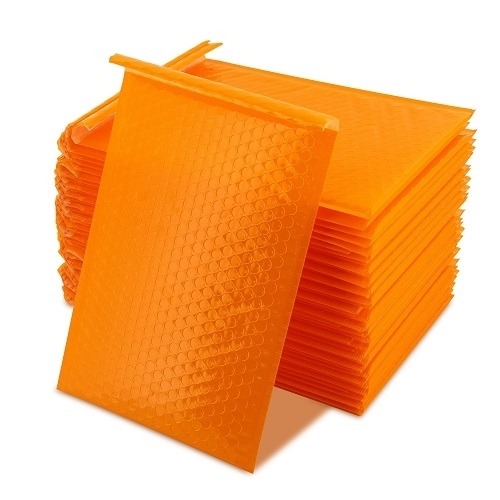 Koperty z folią bąbelkową metaliczne Pomarańczowe 50szt.