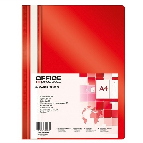 Skoroszyt A4 PP Office Products Czerwony 25szt.