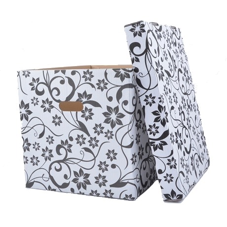 Pudełko ozdobne z czarnym wzorem - 42x32x32cm