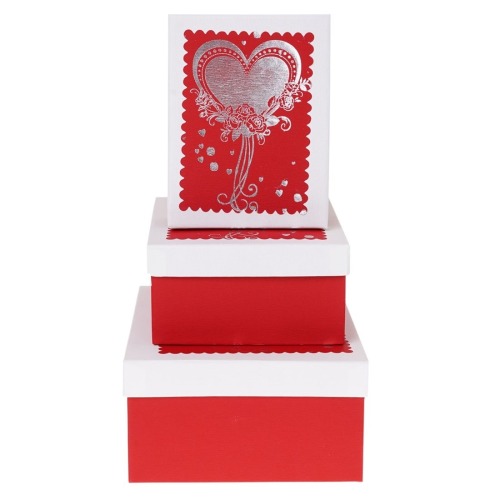 Zestaw pudełek Walentynka czerw. z białym (3szt)