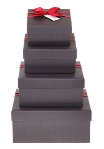 Zestaw pudełek-kwadrat kokarda Czarne (4 szt.)