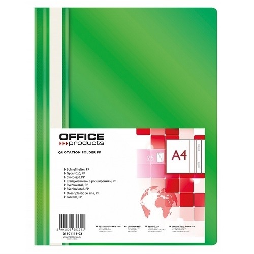 Skoroszyt A4 PP Office Products Zielony 25szt