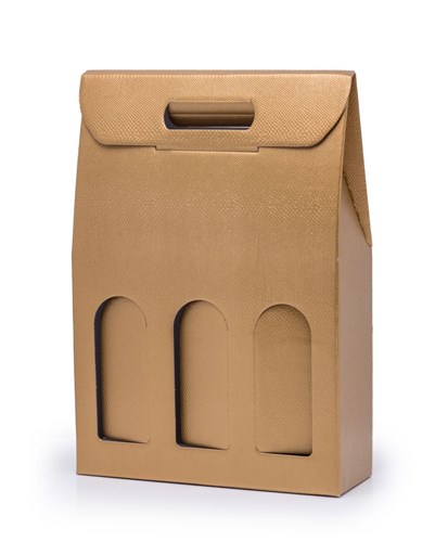 Pudełko K-873 na wino potrójne (na 3 butelki) Złote