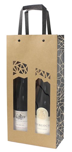 Torba ozdobna na 2 butelki, Z OKNEM 190x95x385mm Ecru-Noir