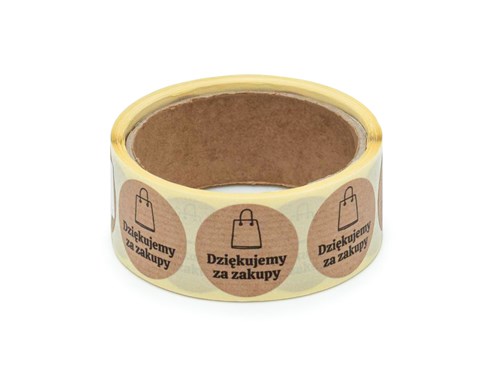 Naklejki okrągłe Kraft Fi35mm Dziękujemy za zakupy