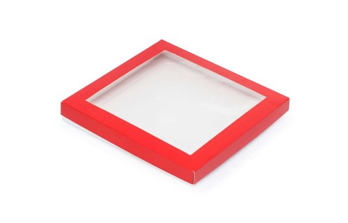 Pudełko ozdobne czerwone 210x210x20mm z oknem