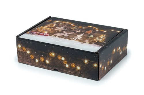 Pudełko świąteczne 310x220x98mm Złoto-Czarne Renifer F427