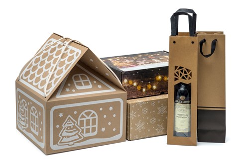 Pudełko świąteczne 300x300x350mm (zewn.) Domek +sznurek