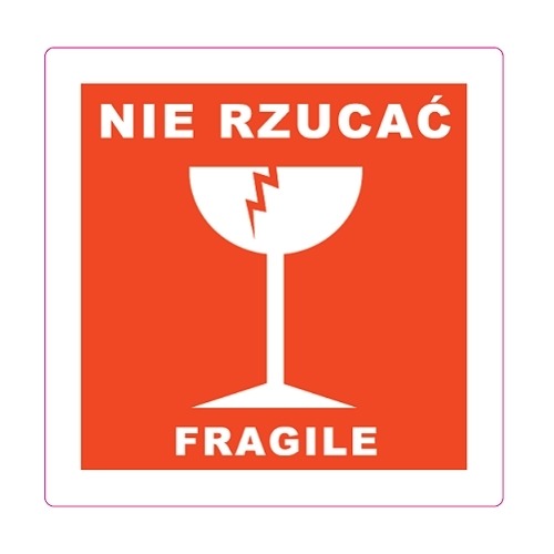 Etykiety NIE RZUCAC  - FRAGILE - 10 x10cm - 100szt